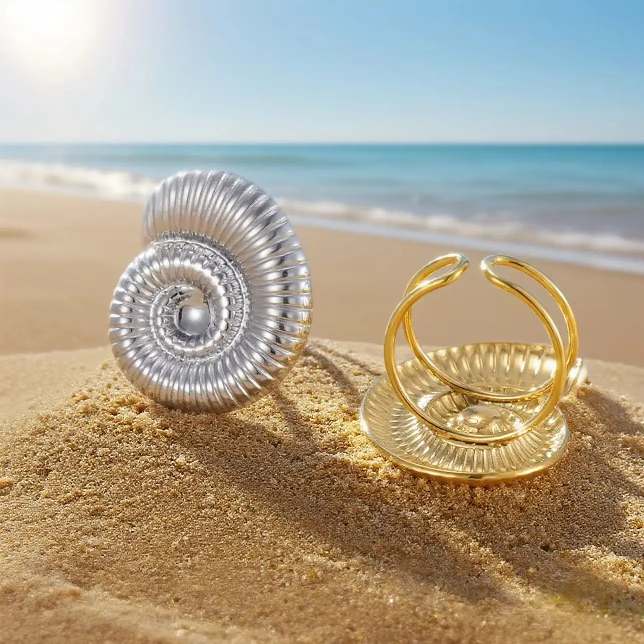 Snail Shell Rings My Shape Big Conch Ring for Women Gold Color Nautilus Shell Finger ...