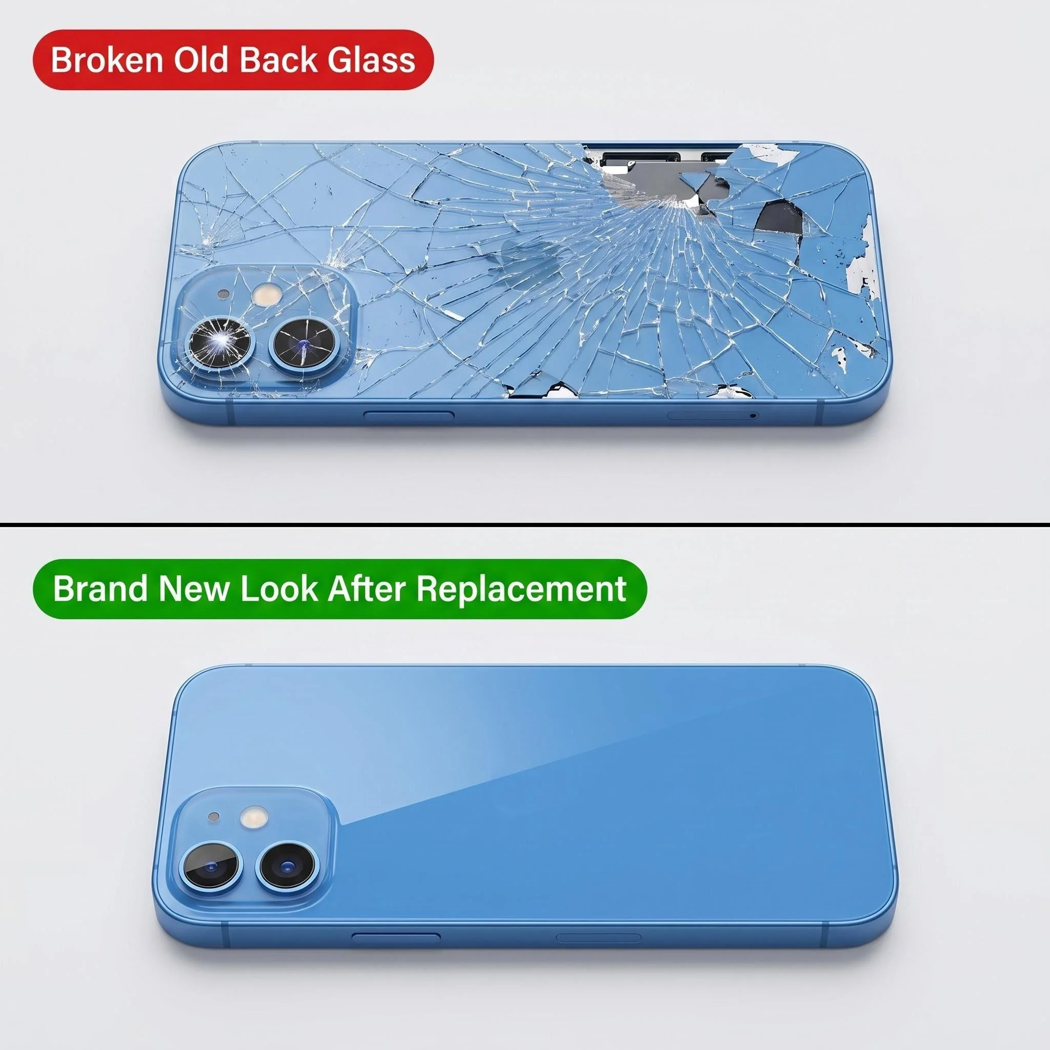 Rear Glass Replacement Kit with Wireless Charging, Camera Frame, and Waterproof Adhesive