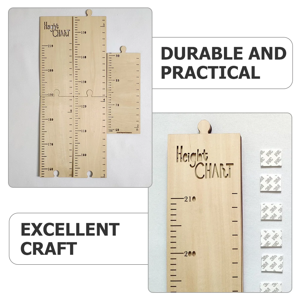 Chart Height Growth Ruler Kids Wall Wooden Decor Nursery Adhesive Measurement Board Measuring Toddler Child Play Jungle Charts