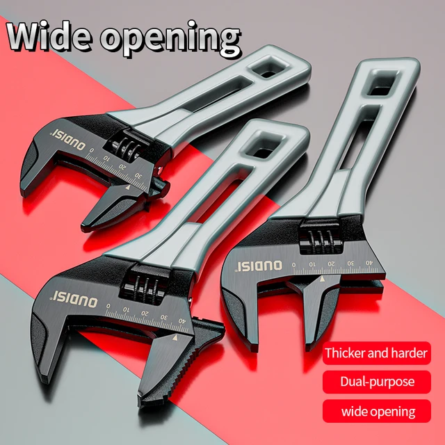 Grande clé ouverte réglable en acier, Mini clé universelle pour salle de bains, outils de réparation ménagers multifonctionnels pour tuyaux de salle de bains 1