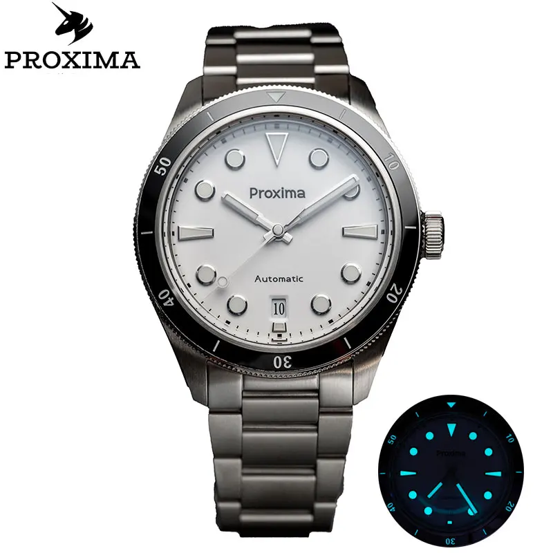 

Proxima PX1697 39mm Men Watch Luxury Dive Sports Watch Bubble Sapphire PT5000 SW200 Automatic Mechanical Vintage Watch 200M BGW9