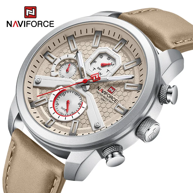 

NAVIFROCE Fashion Mens Watches Luxury Men Sports Stainless Steel Quartz Wrist Watch Man Business Casual Leather Watches for men