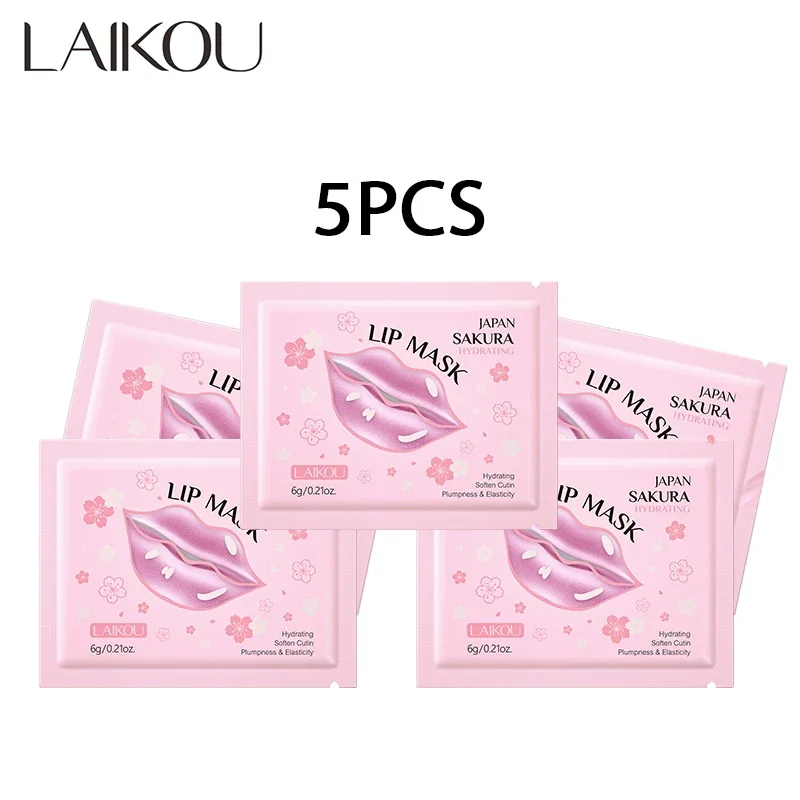 LAIKOU 5/10 قطعة ساكورا قناع الشفاه ترطيب ثبات مغذ...