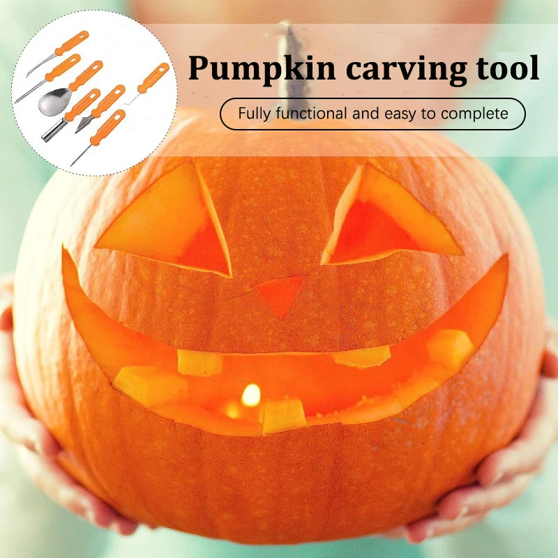 7pcs/set Halloween Pumpkin Carving Knife Stainless Steel DIY Handmade Carving Pumpkin Lantern Knife Tools Making Tools