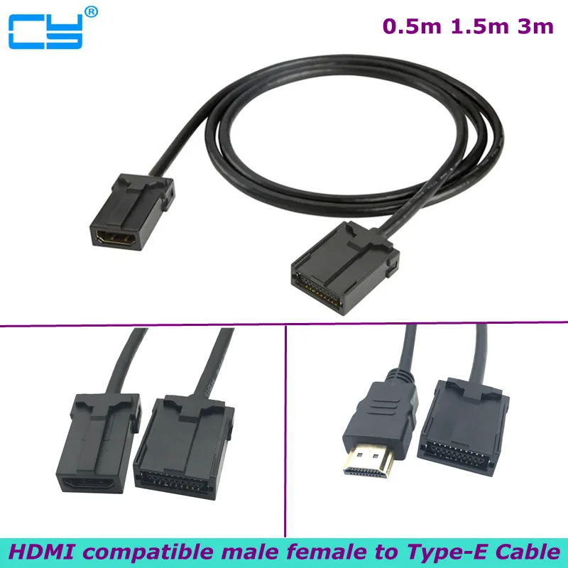 

HDMI-compatible E TYPE Male 19P to AF Female 19P 1.4V ABS Housing On Both Ends for High-Definition Vehicle Connection Cable