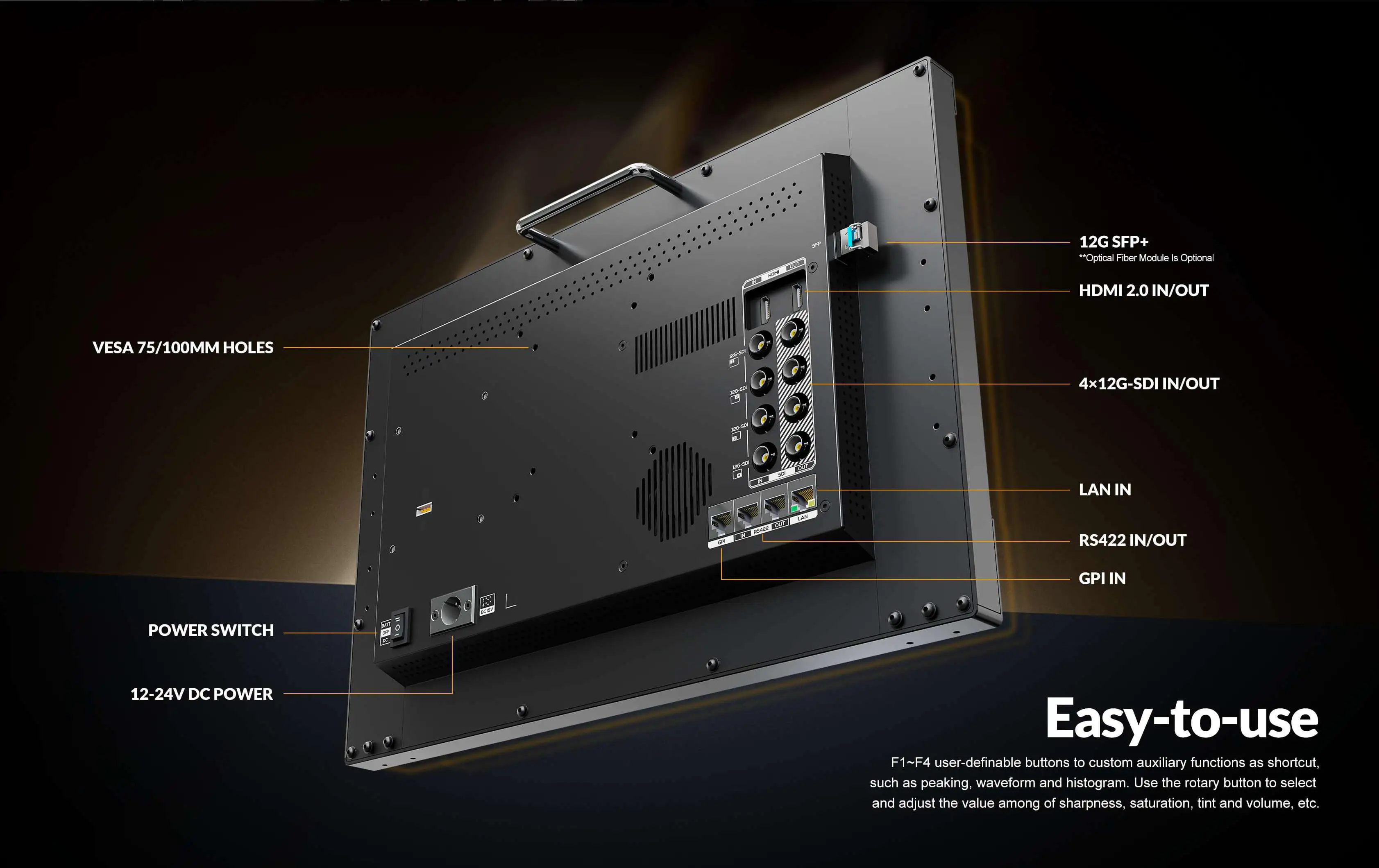 Q18-8K 17.3 inch 8K 12G-SDI 3840*2160 400nits studio production monitor Optional