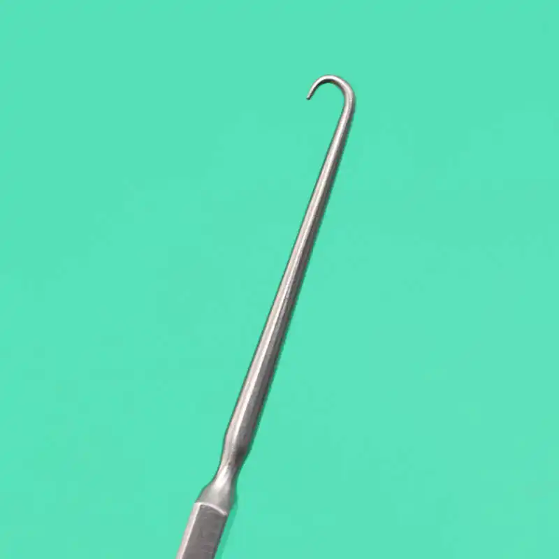 Medical Skin Hook Beauty and Plastic Surgery Tool, Sharp Head, Blunt Head, Question Mark Head, Skin Hook, Flat Handle, 13cm - 4