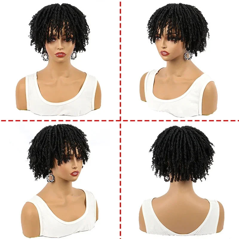 Synthetic Dreadlock Hair Topper Clip in Braided Half Wigs Locs Braided Wig Soft Short Wig Dreads for Men Women