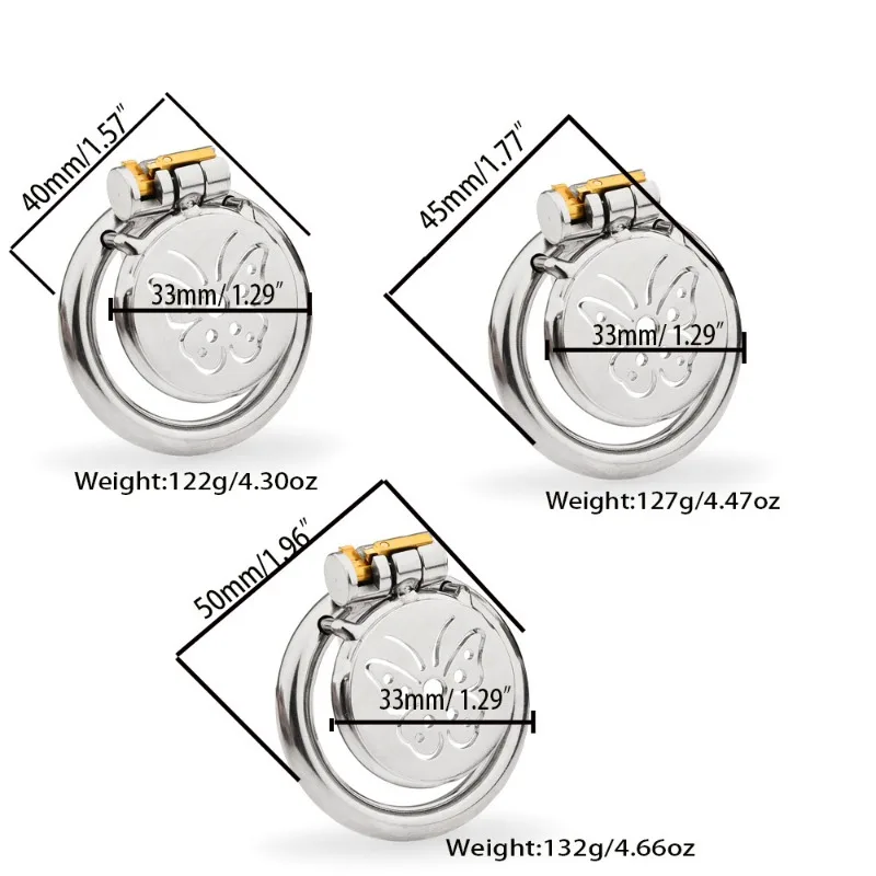 Male CB Chastity Lock Butterfly Metal Bondage Cock Cage with Urethral Catheter 4 Size Rings Gay Anti-Cheating SM Erotic Sex Toys