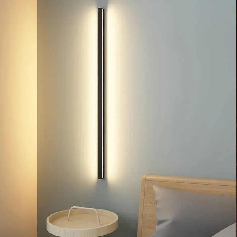 

Long Strip LED Wall Light Modern Corridor Study Living Room Bedroom Wall Sconce Panel Minimalist Home Decor Line Black Wall Lamp