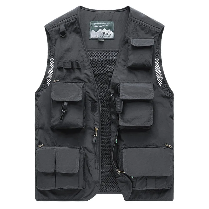Men's Workwear Style Vest Light Breathable Mesh Lining for Men Clothing Outdoor Leisure Sports Style Male Jacket Big Size 6XL