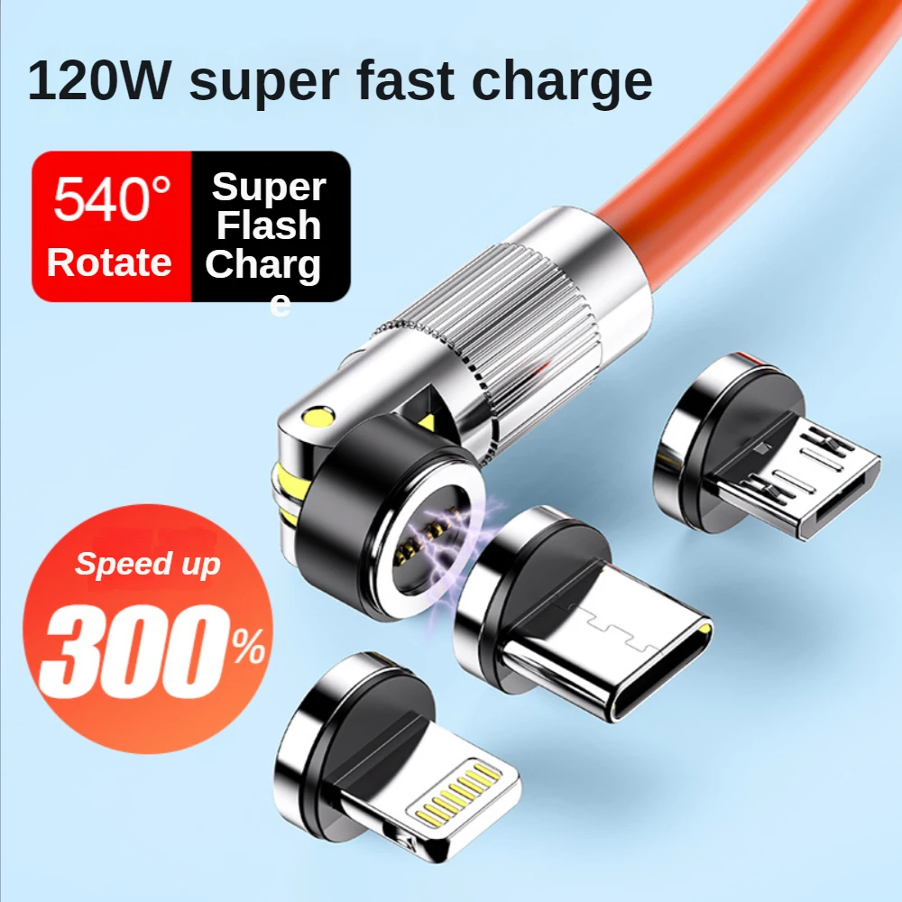 

3in1 Magnetic Liquid Silicone Charger Data Cable Super Fast Charge 120W 6A USB Cables Type-C iOS Micro For iPhone huawei xaiomi