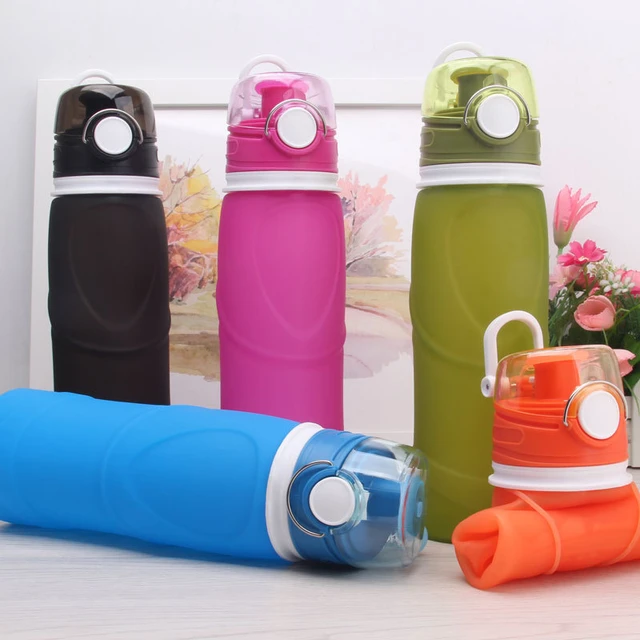 Bouteilles d'eau portables en Silicone à presser, gourde pliable et  réutilisable pour l'eau, sans BPA - AliExpress