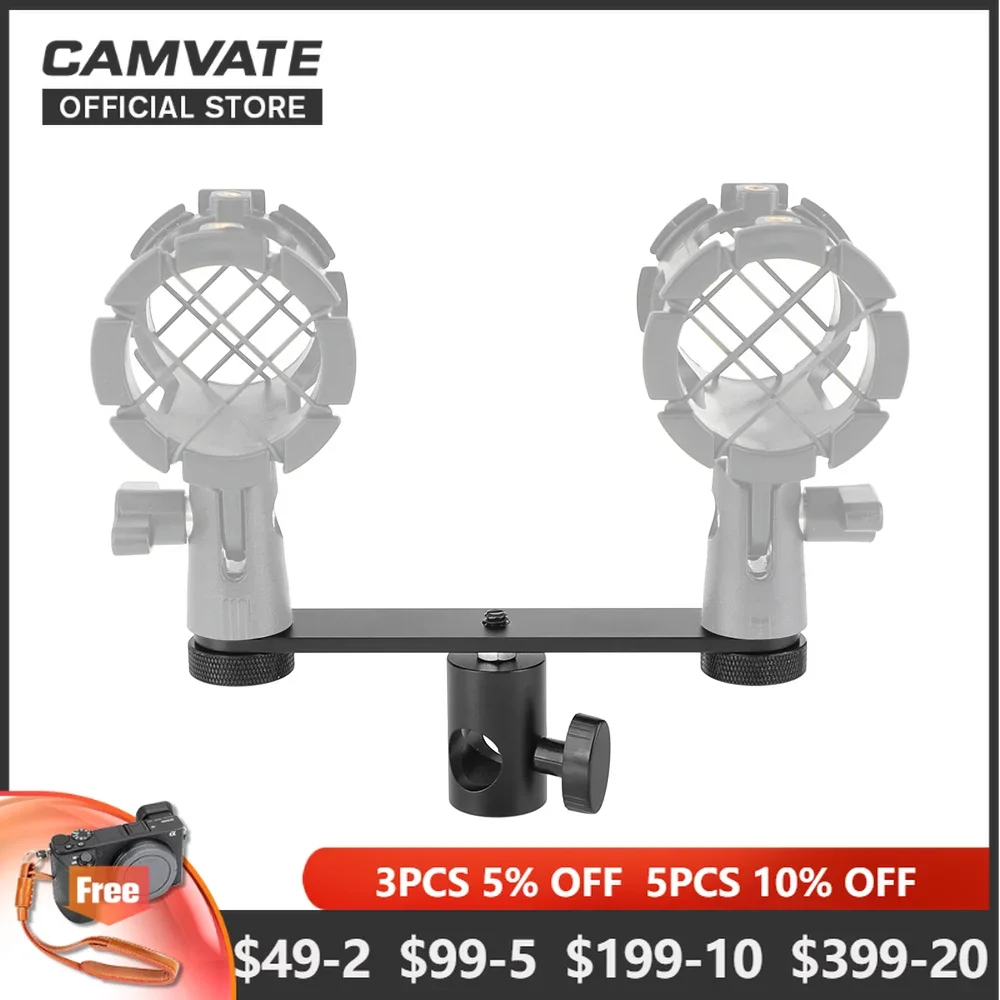 

CAMVATE T-bar Bracket With Double 5/8"-27 Thread Screws & 16mm Light Stand Head Adapter For Camera Cage Rig Microphone Stand
