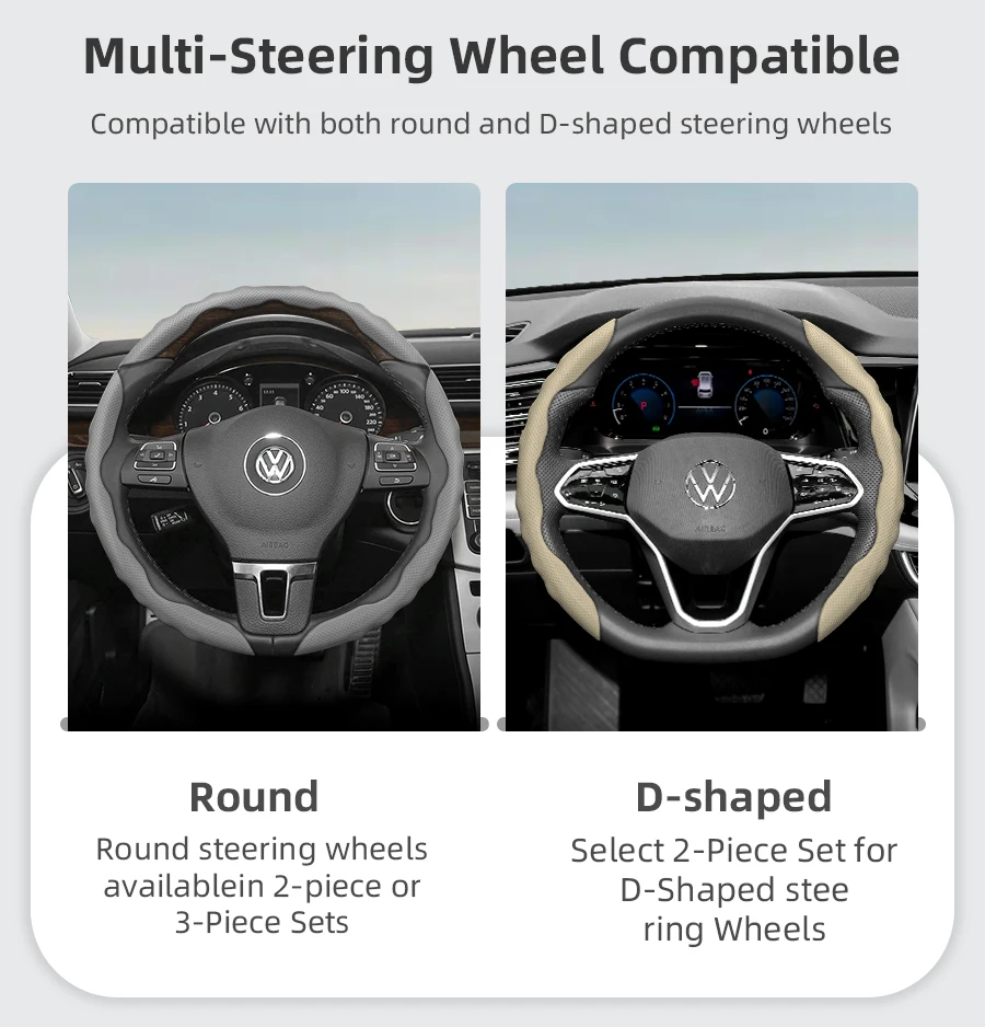 Passend für Volkswagen Lenkradbezug, gewelltes, sportliches, atmungsaktives Leder, segmentiert, rutschfest, schweißabsorbierend, Schutzhülle, Golf Passat Polo Jetta Tiguan T-Roc Atlas Arteo Id.4 Id.3 Beetle Cc – Detail 9