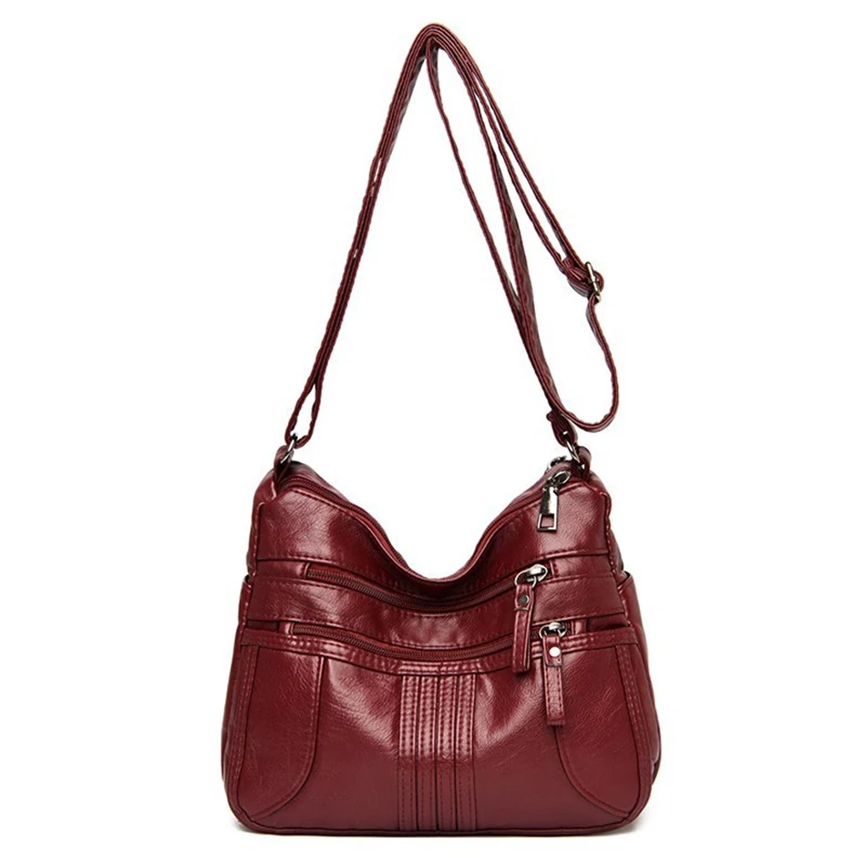 High Quality Many Pockets Designer Shoulder Bag for Women Soft Leather Trendy Crossbody Bags Female Messenger Handbags Purses 