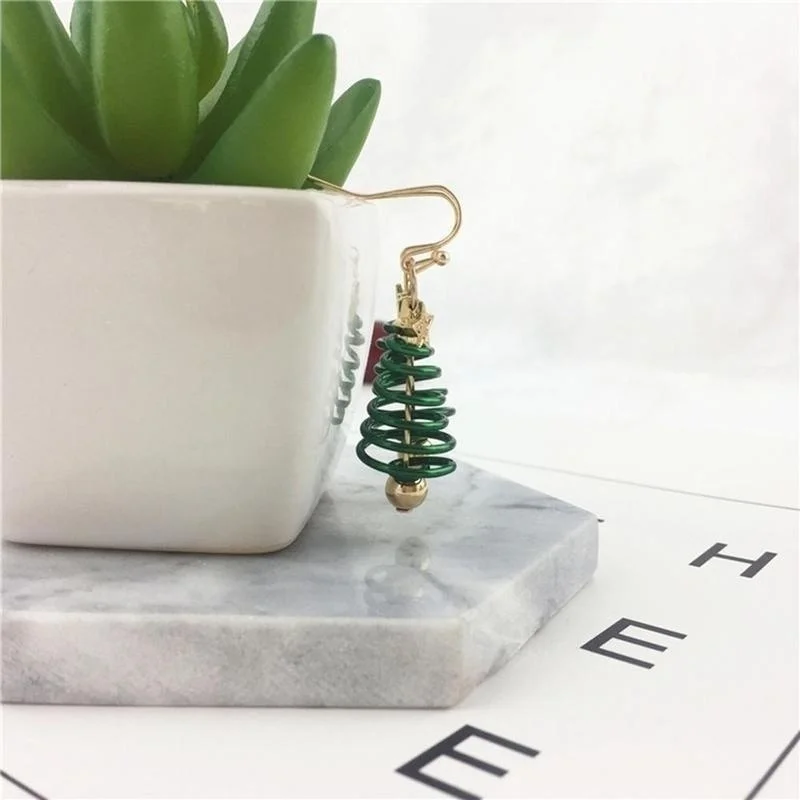 Christmas Earrings Tree Dangle Earring Plating Gold Jewelry Party For Women Gift Creative Design Famale Earrings Accessories