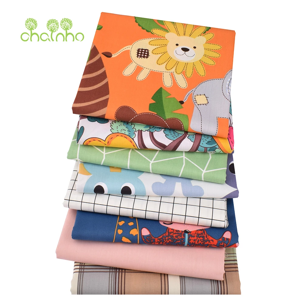 Chainho,Printed Twill Weave Cotton Fabric,DIY Sewing Quilting Material,Patchwork Cloth,Cartoon Series,2 Specification,15C325