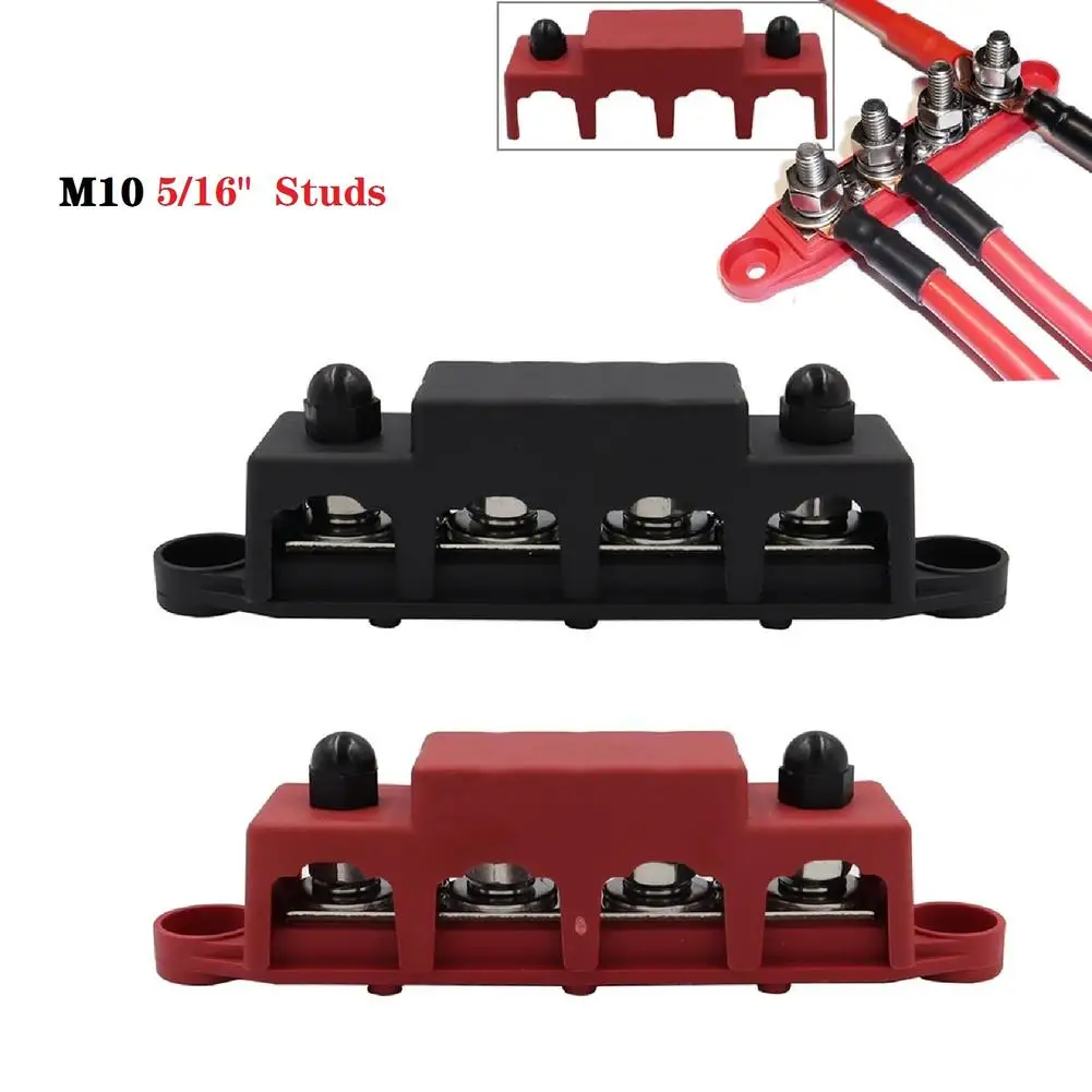 New Positive Negative Bus Bar Battery 4 Post Power Distribution Block M8 M10 Terminal Studs Terminal Screws For Car Marine Boat