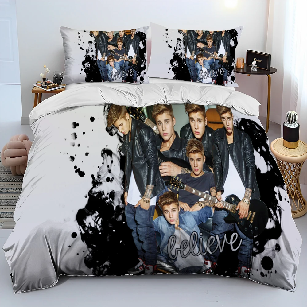 Popular Singe Justin Bieber JBiebs Comforter Bedding Set,Duvet Cover Bed Set Quilt Cover Pillowcase,king Queen Size Bedding Set 5