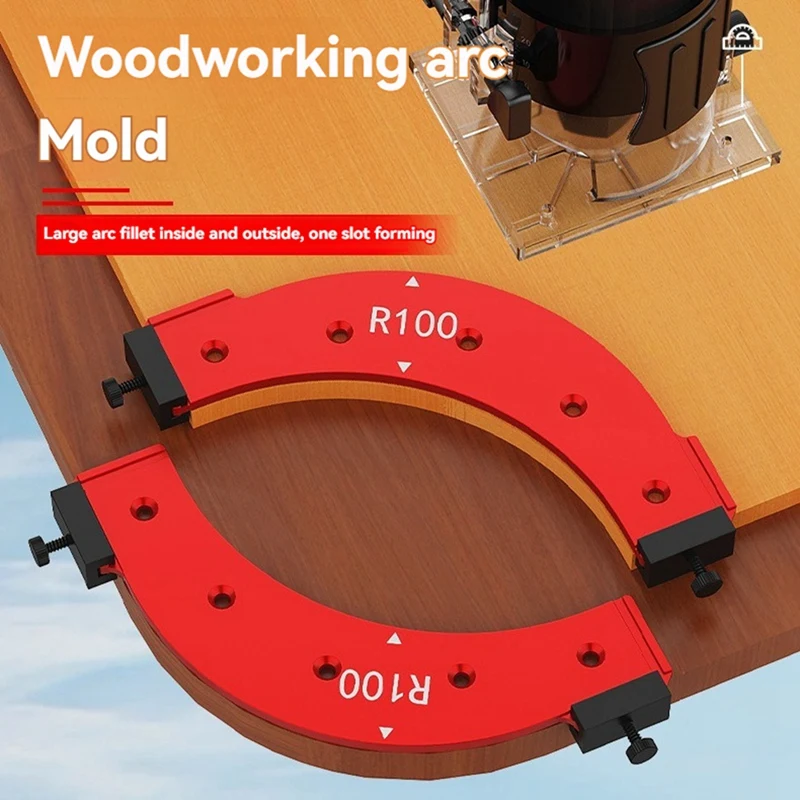 AT14 5 Inner/Outer Corner Large Arc Mold Electric Router Slotting Template Woodworking Curved Angle Chamfering Template Tools
