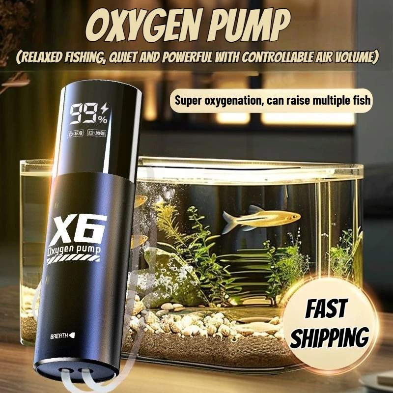 5W USB Rechargeable Oxygen Pump for Outdoor Fishing/Aquarium Portable Aerator with 48H Runtime for Night Fishing