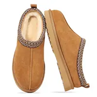 KIDMI New Genuine Women's Fuzzy Slippers Suede Fluffy Winter Slippers Soft Warm Nonslip Plush Shoes Home Cotton Slippers Men 1