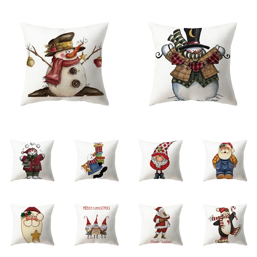 

Cute Santa Claus Merry Christmas Print Pattern Cushion Cover Home Living Room Sofa Decoration Polyester Pillow