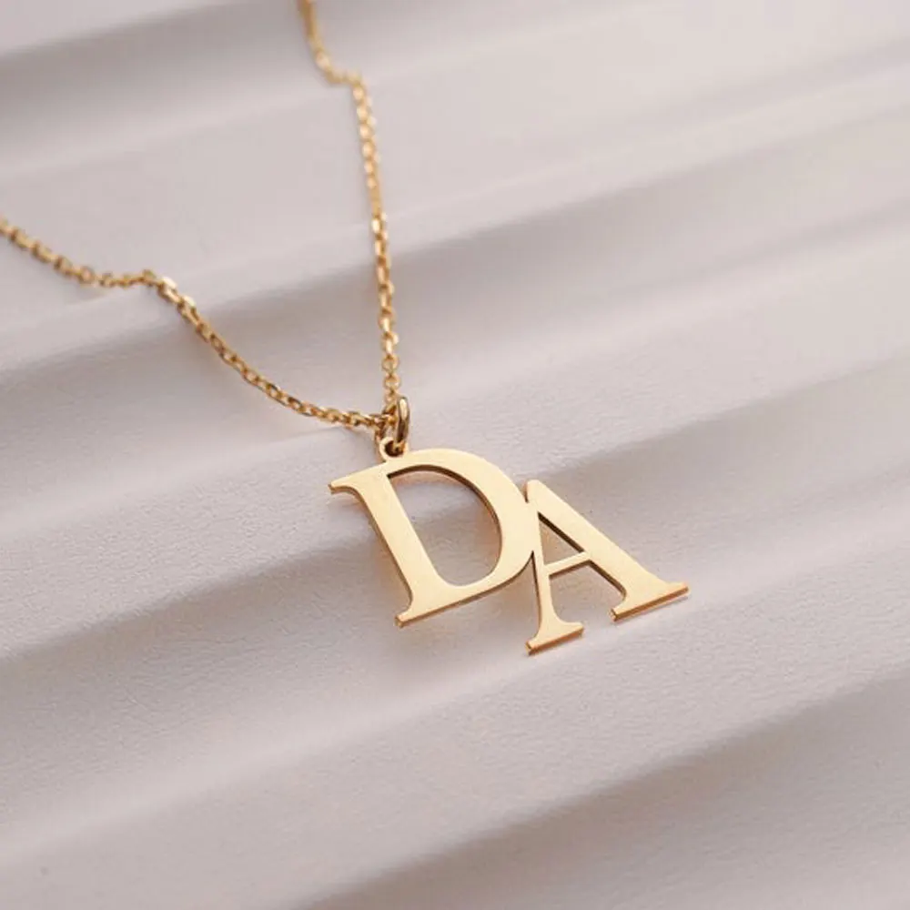 Custom Name Initials Necklace for Women Fashion Customized Personalised Letter Stainless Steel Gold Choker Necklace Jewelry Gift