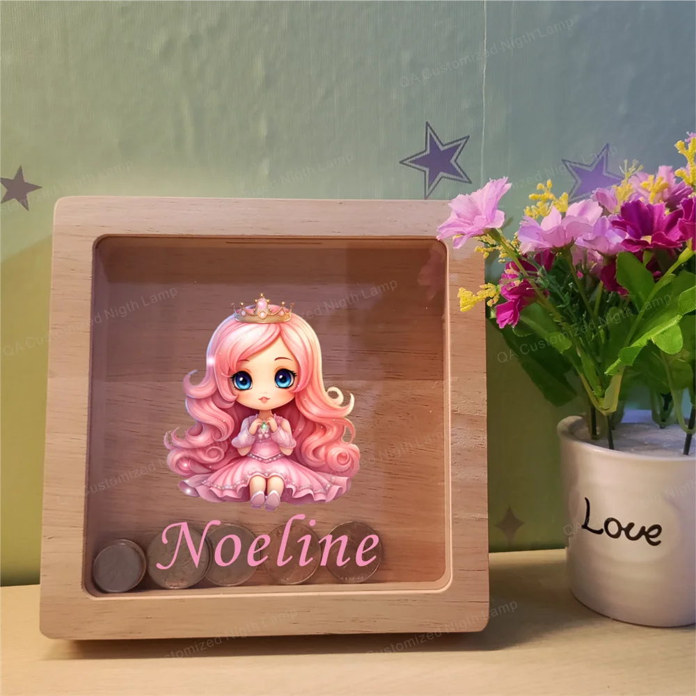 Custom Wooden Corn Box with Kids Name Piggy Bank Gift for Kids Christmas Gift 2