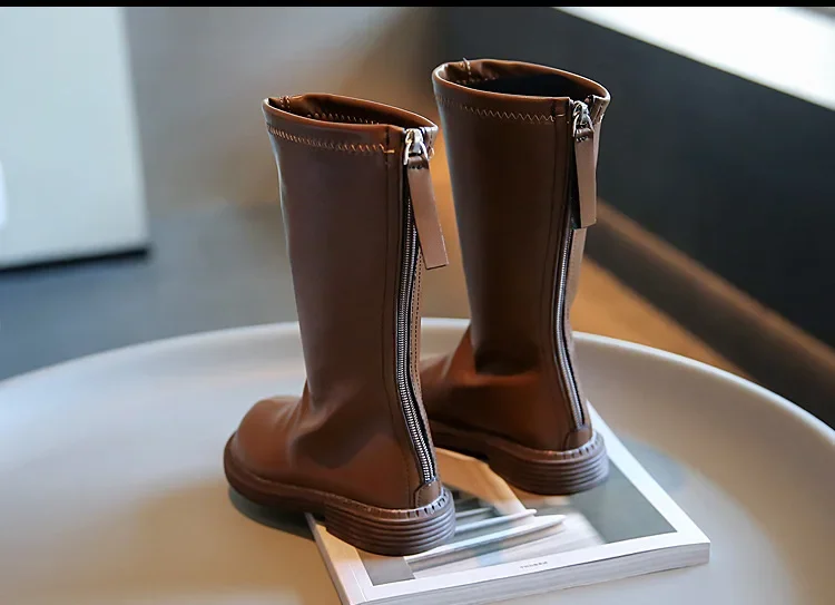 Mädchen hohe Stiefel 2023 Herbst und Frühling neue japanische Stil Prinzessin Laufsteg Lederschuhe Kindermode einfache rutsch feste Pu – Detail 9