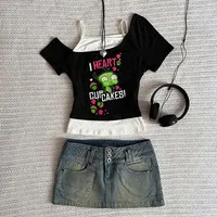 Haut Y2k vêtements haut pour femme hauts mignons avec bretelles femmes recadrée poubelle Y2k 2000s haut court femme femme vêtements Harajuku 4