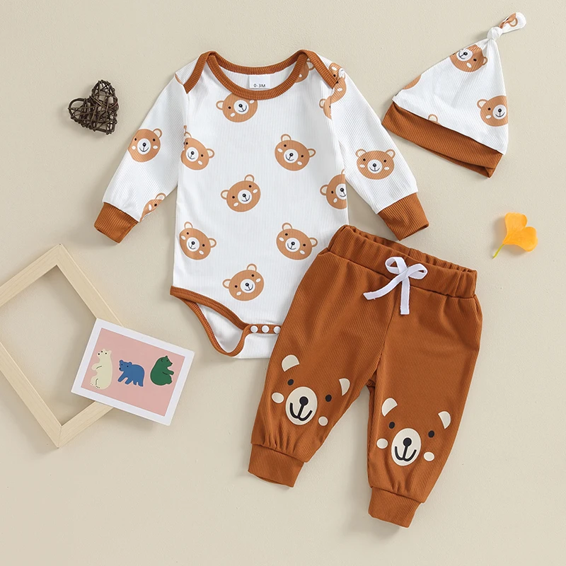 

Fumilery My First Halloween Baby Boy Girl Outfit Long Sleeve Letter Romper Top Pumpkin Pants Hat 3Pcs Infant Fall Clothes