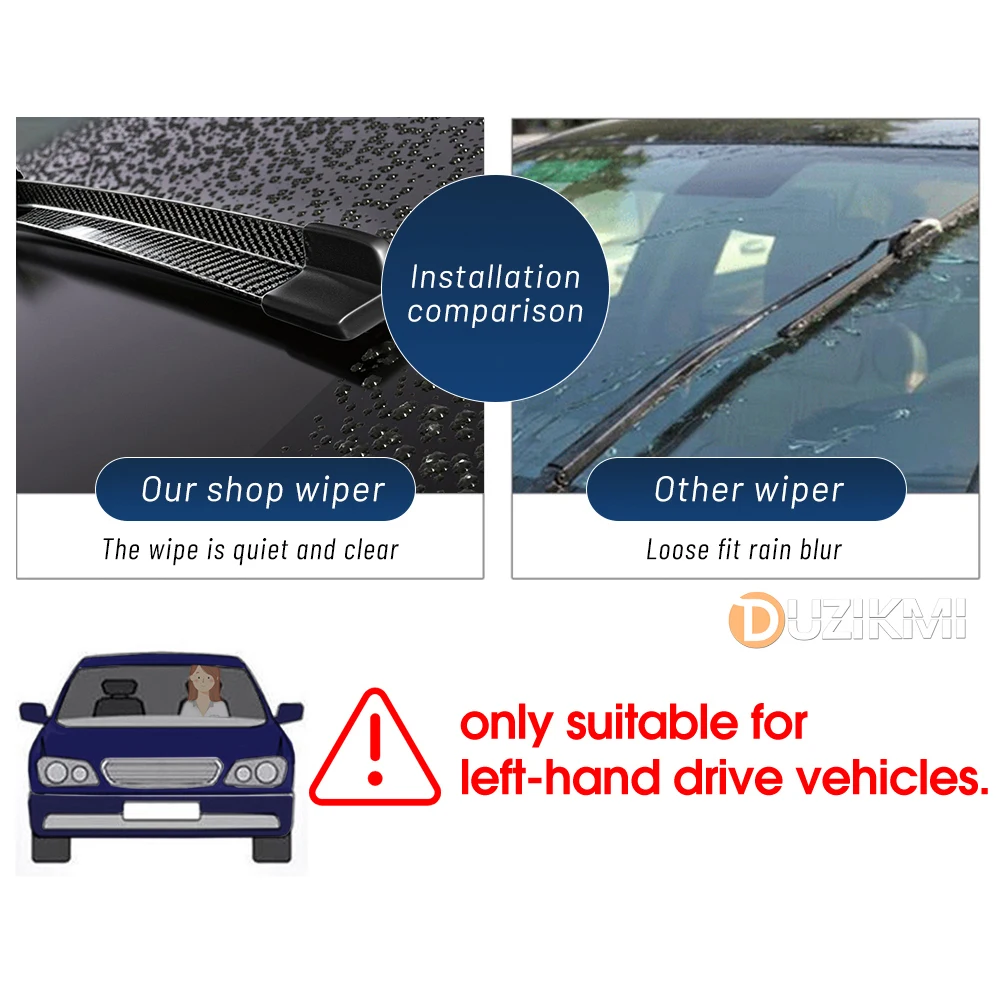 Premium Carbon Fiber Front Windshield Wiper Blades (Set of 2)