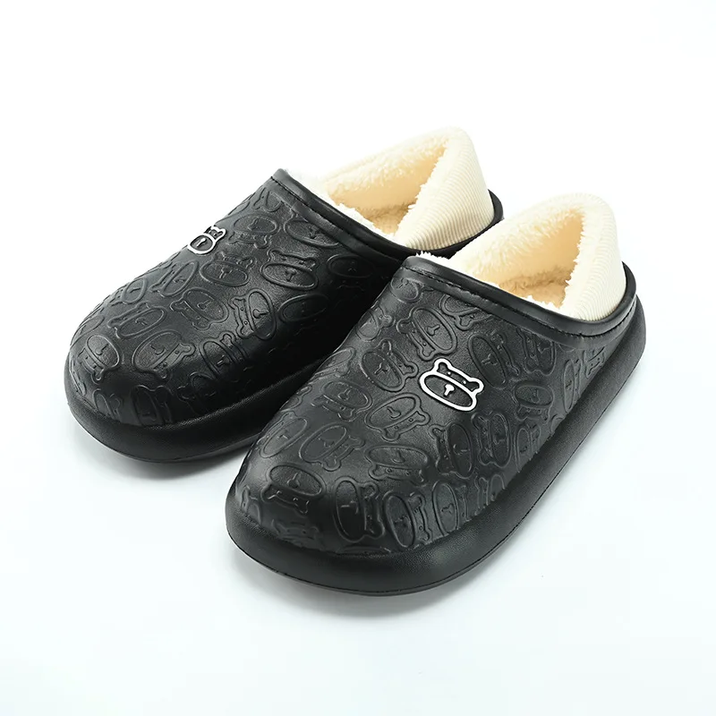 여성용 슬리퍼 가정용 따뜻한 봉제 신발, 방수 Eva 두꺼운 플랫폼 풀 랩 코튼 신발, 커플 따뜻한 실내 스노우 부츠