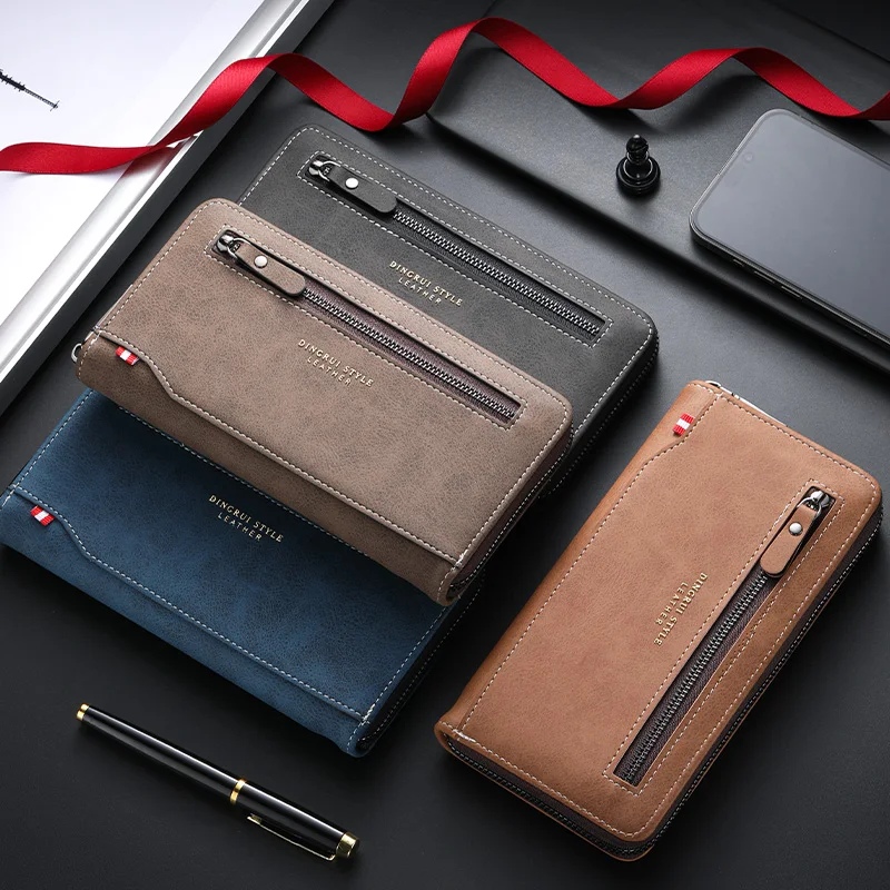 Men's Stylish Long Zipper Wallet - Spacious Design with Ample Card Slots and Coin Pocket
