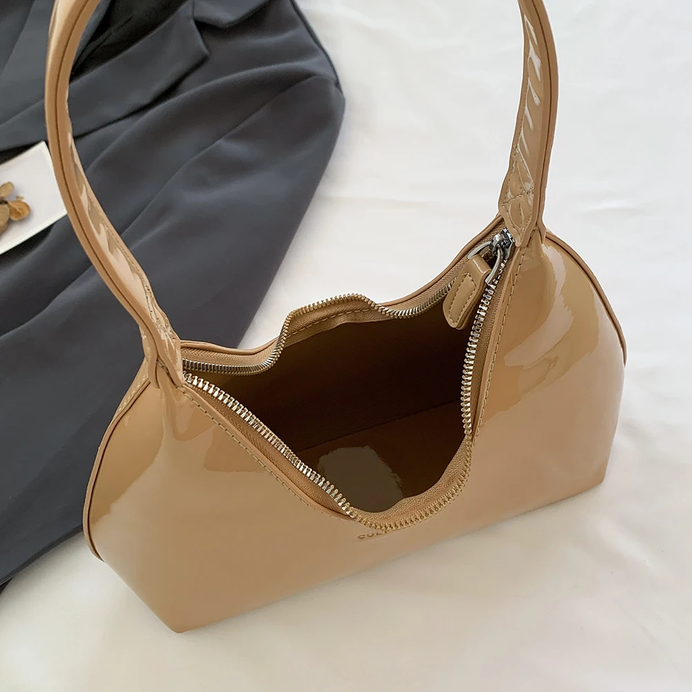 Designer Retro Wine Red Shoulder Bags for Women's Patent