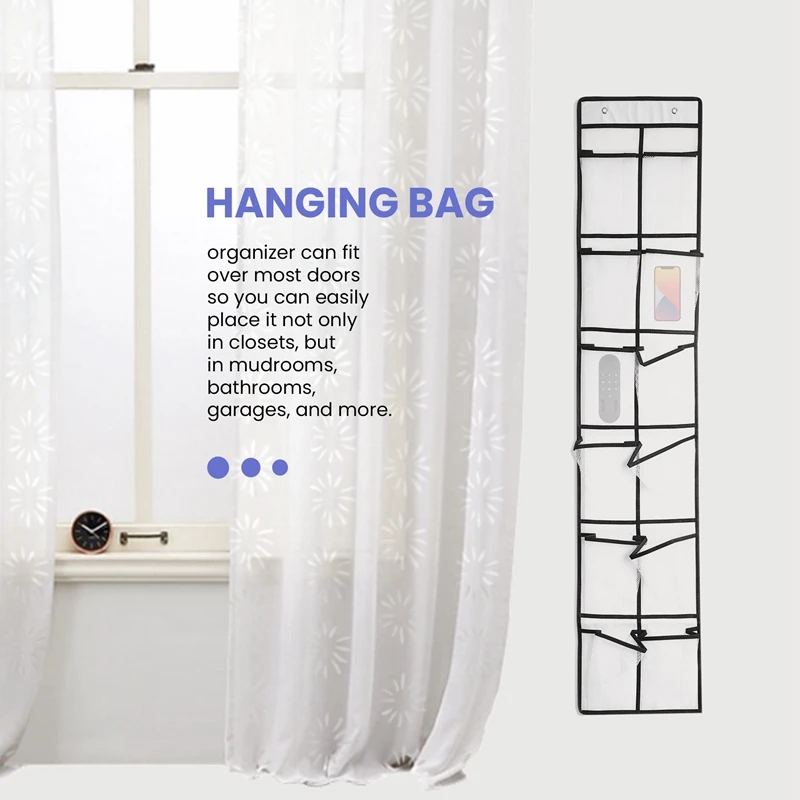 12 Large Mesh Pocket Hanging Shoe Organiser Rack Behind Doors Shoes Rack Storage Household Wall Bag Room Shoes Storage
