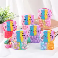 Girls silicone cute animal bag messenger bag coin purse kids stress relief pop toy stress relief bubble fun small gift shoulder 4