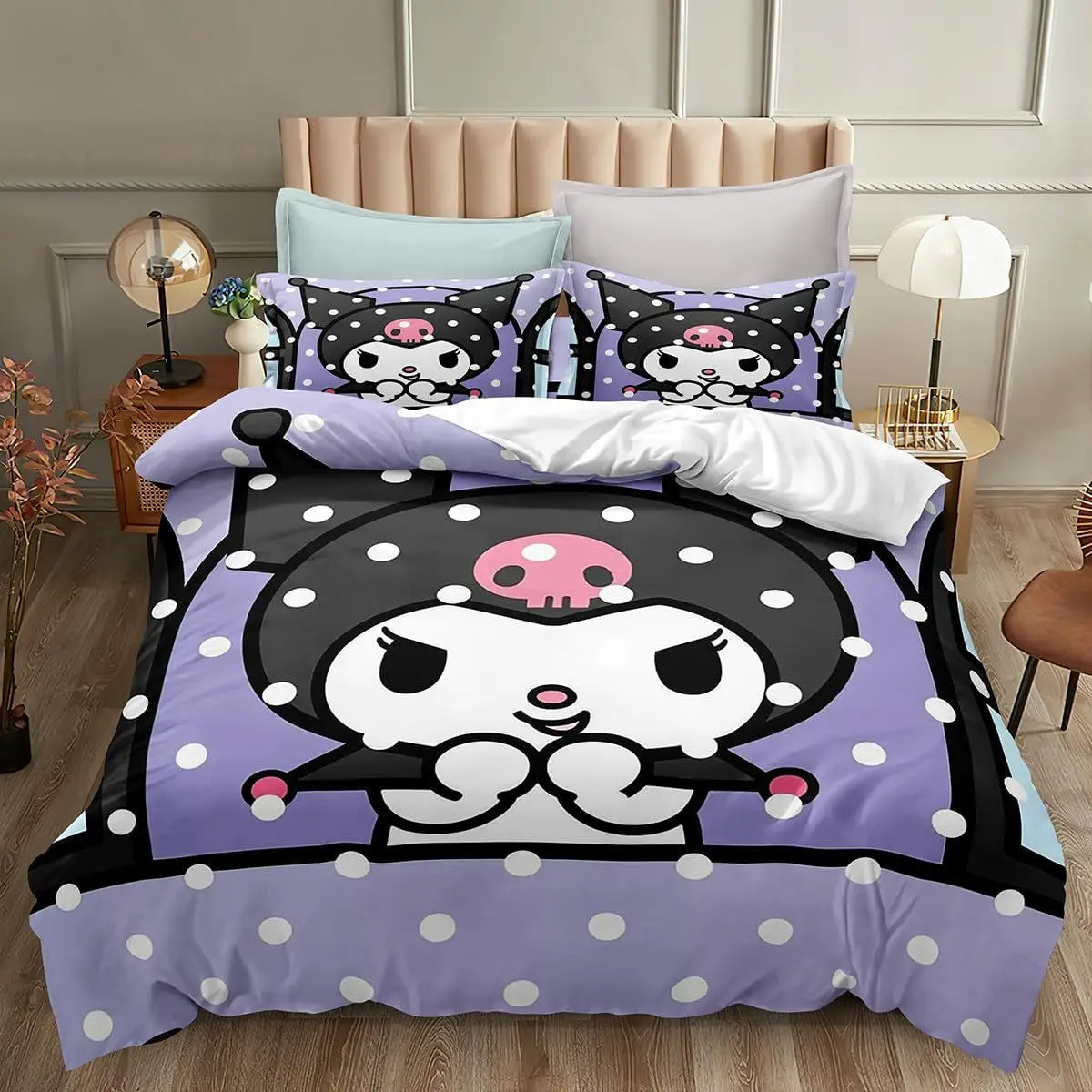 Cute Kuromi Comforter Bedding Sets Quilt Bed Cover Duvet Cover Pillow Case 2-3 Pieces Sets Kids Adult Size Bedroom Decor 3