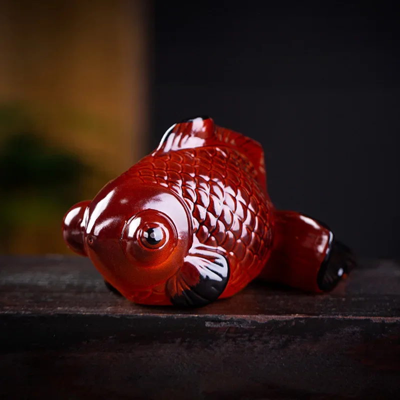 Ceramic Tea Pet Ornaments Creative Color Changing Goldfish Set Tea Tray Supportable Table Accessories Teaware