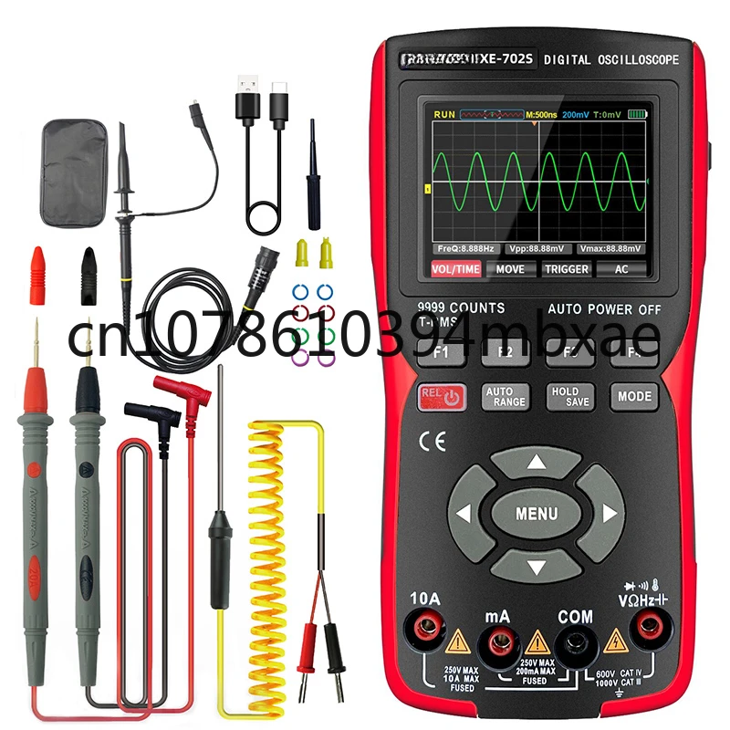 Digital Storage Oscilloscopio Multimetro Xe-702S Auto True Tranistor Probe Multimetro 48 M/S 10Mhz Pc Oscilloscopio A Forma D'Onda