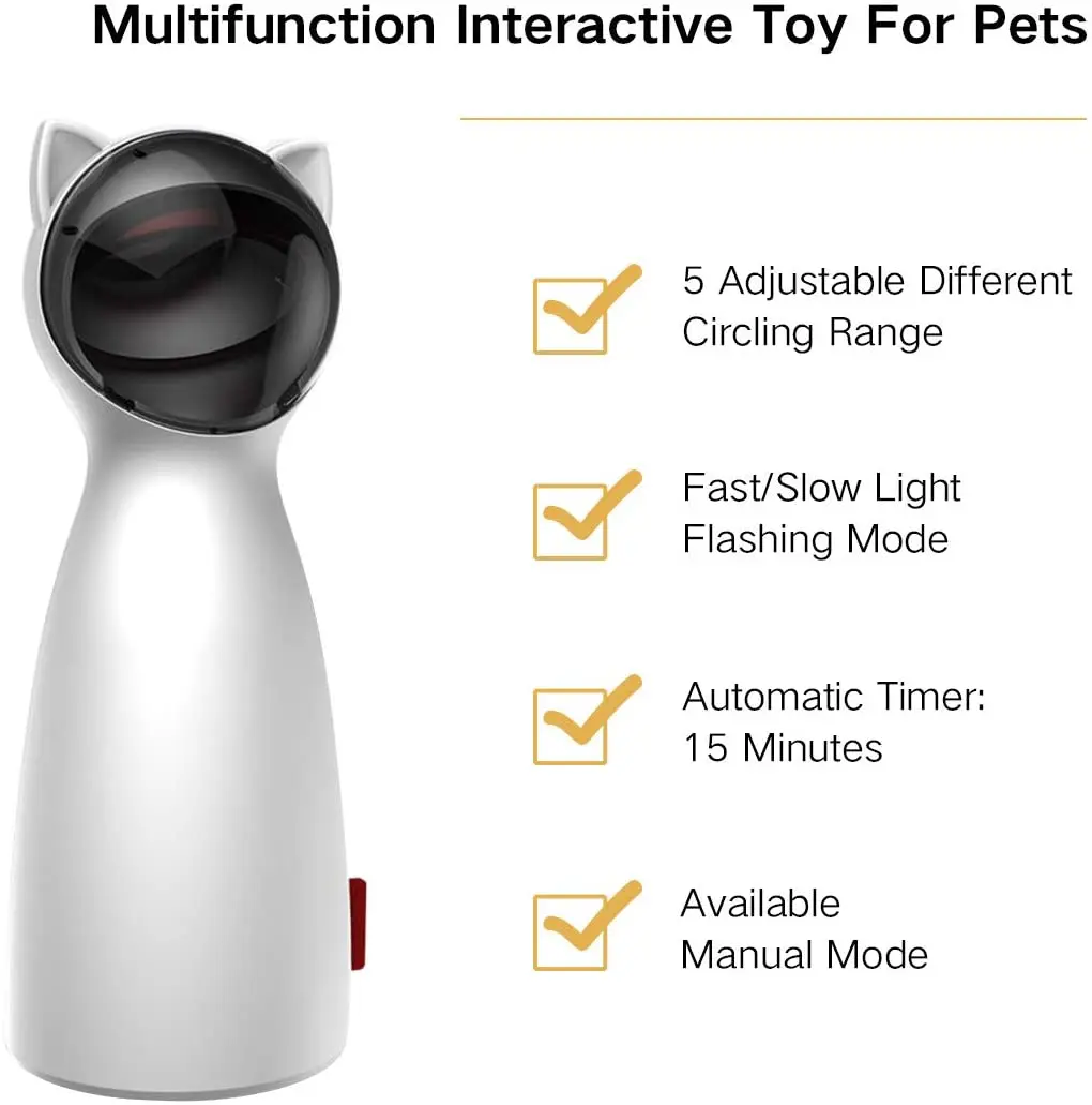 Cat Laser Toy Automatic,Interactive Toy for Kitten/Dogs - USB Charging,Placing High,5 Random Pattern,Automatic On/Off and Silent