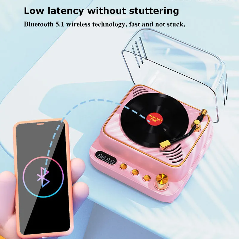 Kawaii Bluetooth Speaker Portable Retro TWS Speaker Child Cute Pet Mini  Music Box with Night Light TF Player Hands-free Call - AliExpress