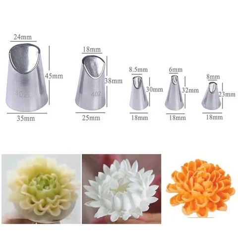 

3/4/5/7Pcs Cupcake Decorator Tool Pastry Puff Skirt Stainless Steel Pastry Decorating Tips Russian Nozzles Kitchen Gadgets