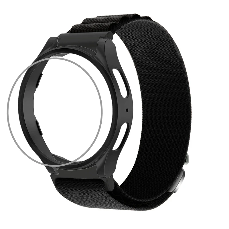 

Ремешок + чехол + закаленное стекло для Samsung Galaxy Watch 4 5 44 мм 40 мм, нейлоновый браслет для Galaxy Watch 5 Pro 45 мм Alpine Trail Loop, 3 шт.