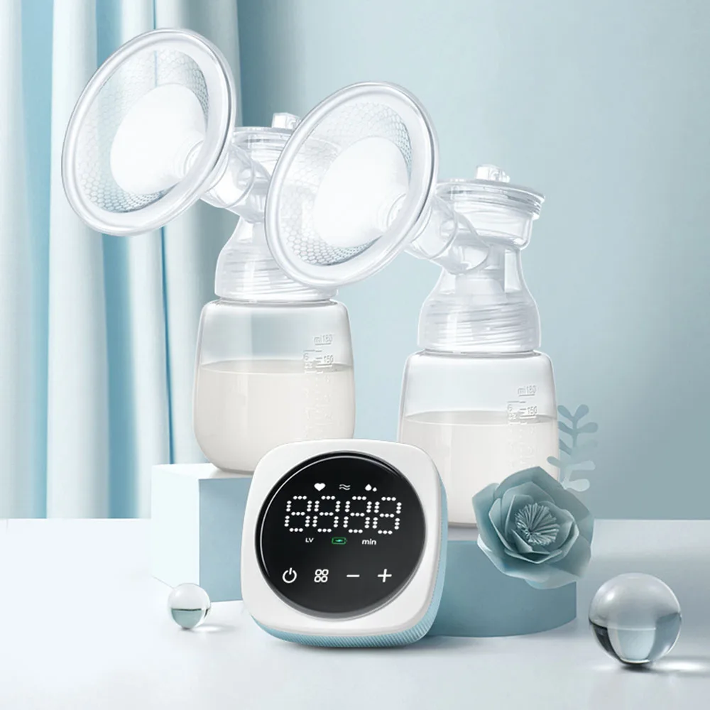 Double Electric Breast Pump Hands Free Breastfeeding LED Screen 3 Modes 9 Suction Level Low Noise 180ml electric breast pump