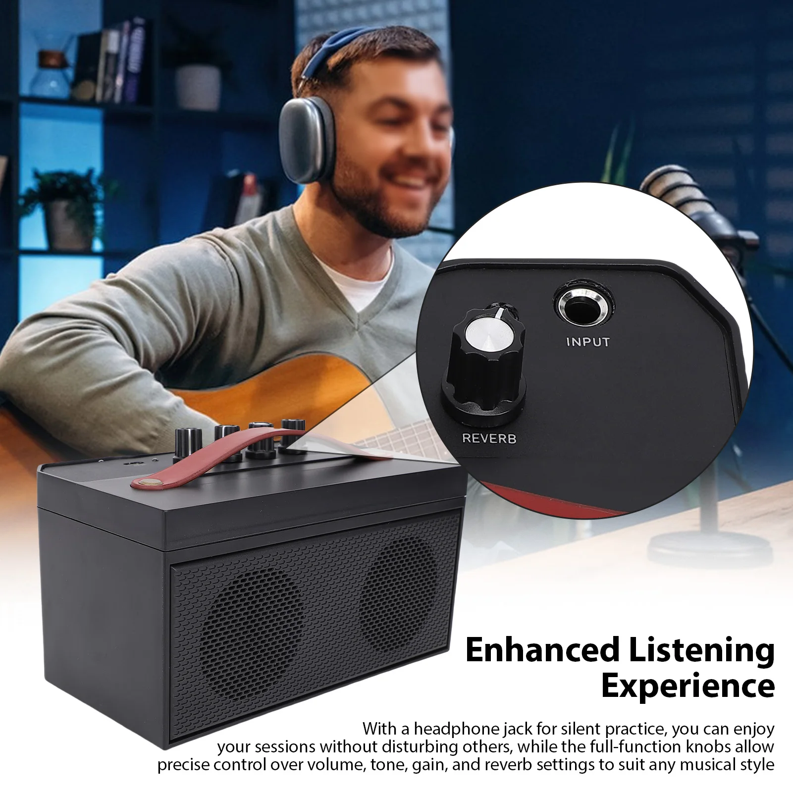 30W electric guitar amplifier portable acoustic guitar BT speaker with reverb distortion clean function accessories