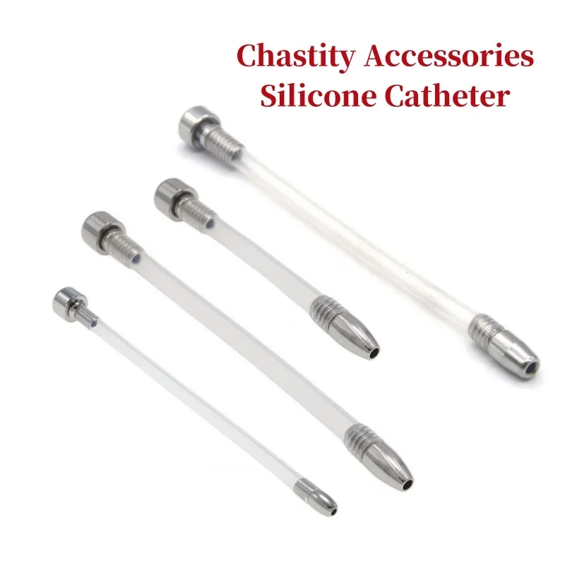 Male Chastity Device Accessories Cock Cage Penis Lock Silicone Catheter Urethral Plug Adult Sex Toys 18 silicone urethral dilator urethral dilator