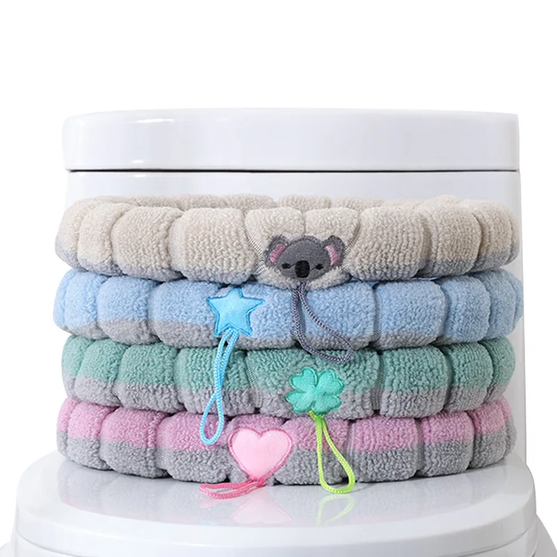 Toilet Seat Cover Mat Knitted Thickened Washable Antifreeze Toilet Cover Thickened Knitted O Type Universal Bathroom Supplies 6